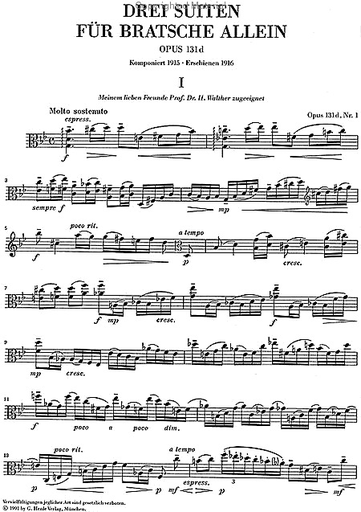 Reger, M. (Beyer, ed.): Three Suites, Op.131d, urtext, (viola)