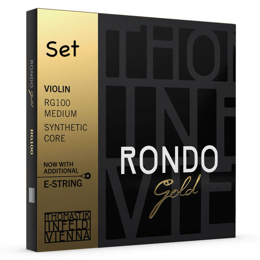 RONDO GOLD violin string set, tin-plated E and gold-plated E