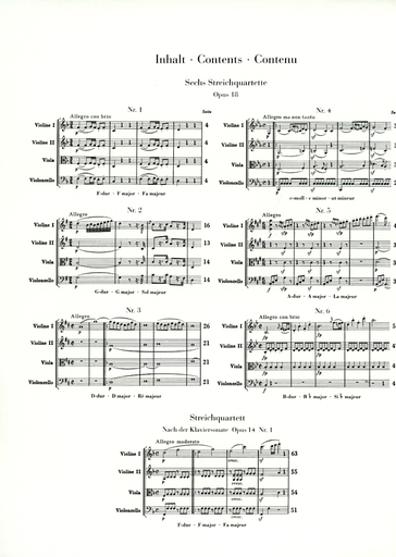 Beethoven (Herttrich): String Quartets Op.18, and String Quartet Version of Piano Sonata Op.14, No.1 - URTEXT (string quartet)