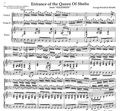 Handel, G.F. (Arnold) Entrance of the Queen of Sheba (2 violas, piano)