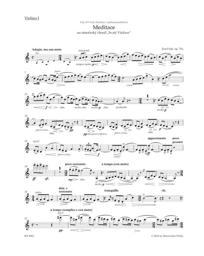 Suk: Meditation on the Old Czech Hymn "St. Wenceslas", Op.35a - URTEXT (string quartet) Barenreiter