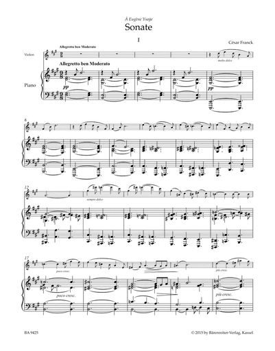 Franck, C.: Sonate, Andantino quietoso Op.6, Melancolie (violin and piano) Barenreiter