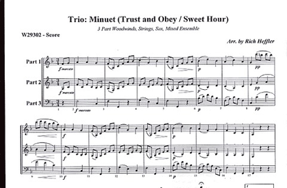Heffler, Rich: Minuet-Trust & Obey/Sweet Hour of Prayer (2 violins & cello)