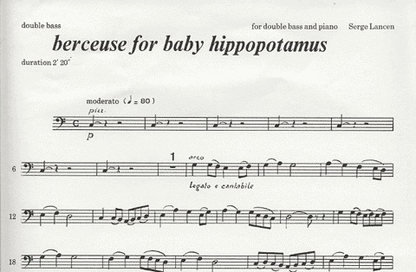 Lancen, Serge: Berceuse for baby hippopotamus (bass & piano)
