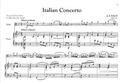 Bach, J.S. (Arnold): Italian Concerto (viola & piano)