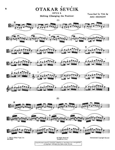 Sevcik, O. (Aronoff): Shifting-Changing the Position Op.8 (Viola) Theodore Presser