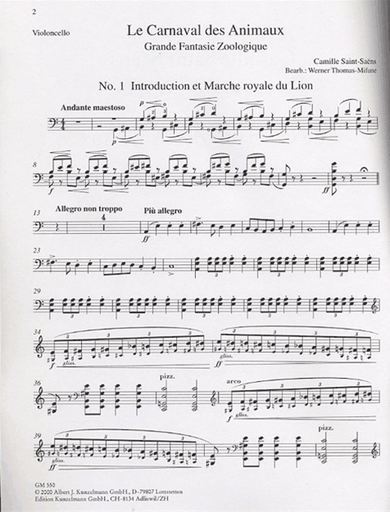 Saint-Saens, Camille: Carnival of Animals (cello & piano)