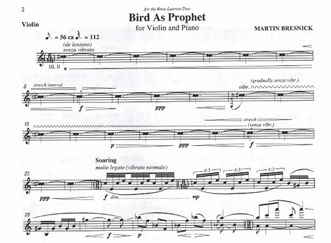 Bresnick, Martin: Bird As Prophet (violin & piano)
