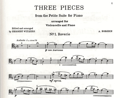 Borodin, Alexander: Three Pieces from Petite Suite (cello & piano)