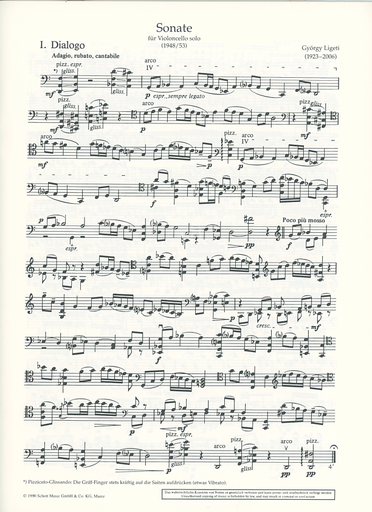 Ligeti, G.: Sonata (Cello)