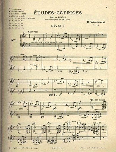 Wieniawski: Etudes-Caprices, Op.18 (two violins)