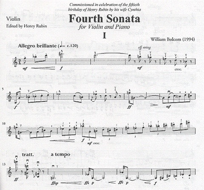 Bolcom, William: Fourth Sonata (violin & piano)