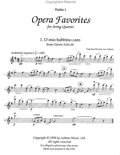 Latham, L.: Opera Favorites (string quartet)