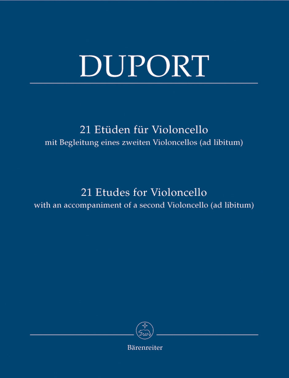 Duport, J.L. (Rummel): 21 Etudes for Violoncello with an accompaniment of a second cello.  Barenreiter