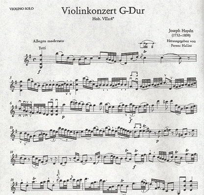 Haydn, F.J. (Halasz): Violin Concerto in G (violin & piano)