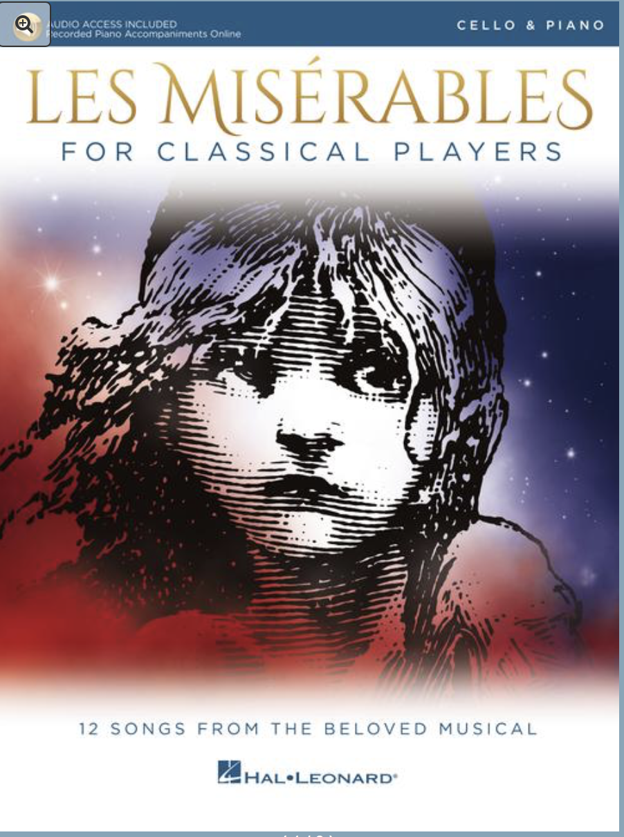 Boublil: Les Misérables for Classical Players (cello, piano, online access)