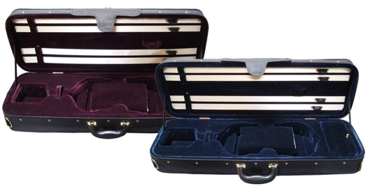 Angeli 4/4 student oblong violin case, Blue int. / Black ext.