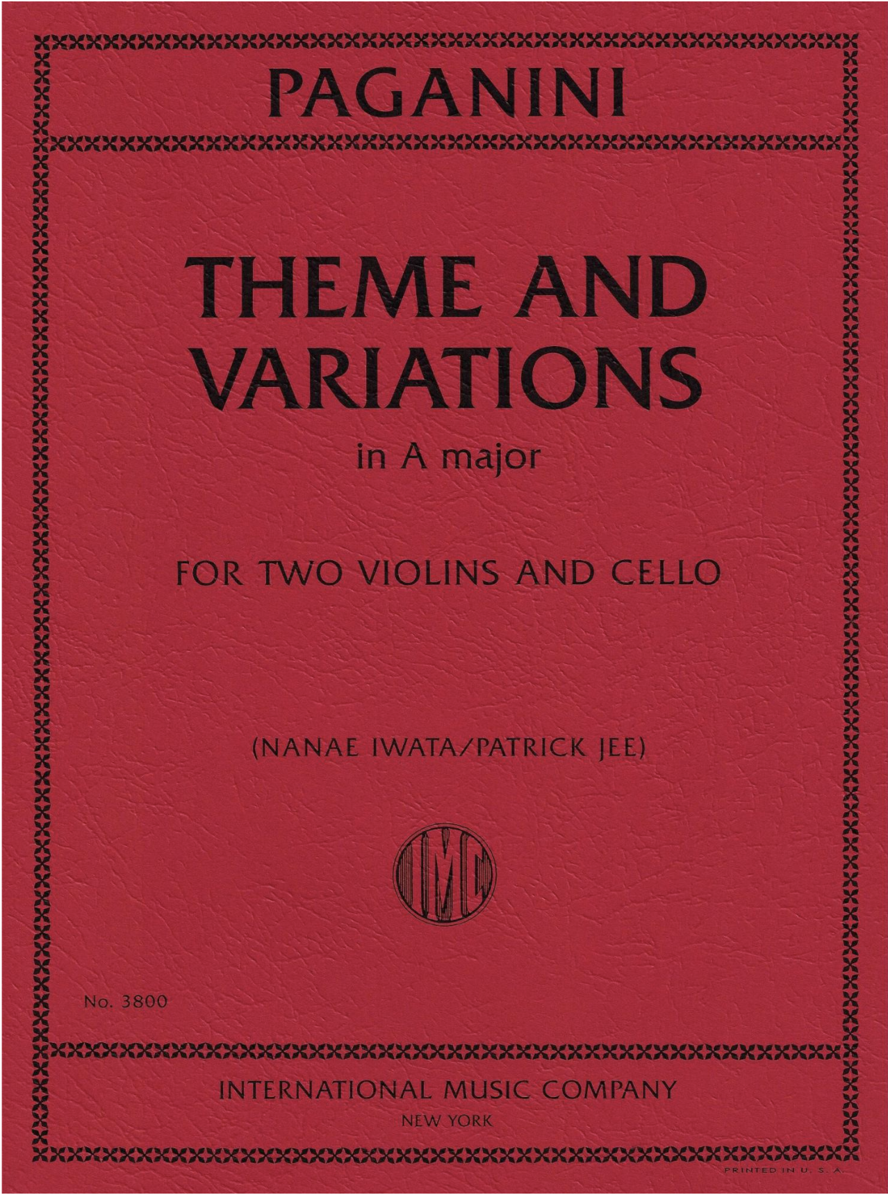 Paganini (Jee, Iwata): Theme and Variations in A Major (two violins and cello) IMC