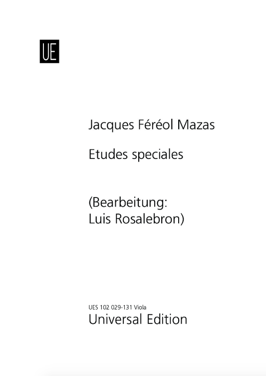 Mazas (Rosalebron): Etudes speciales for viola and piano (viola) UNIVERSAL