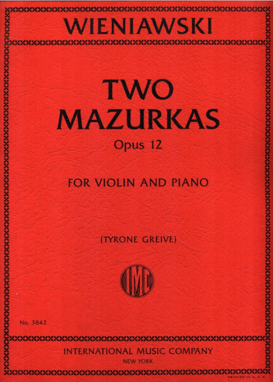 Wieniawski (Grieve): Two Mazurkas, Op.12 (violin and piano) IMC