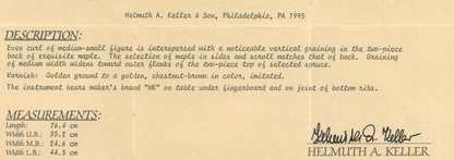 Helmuth Keller & Son cello, 1995, Philadelphia, with certificate | Metzler Violins