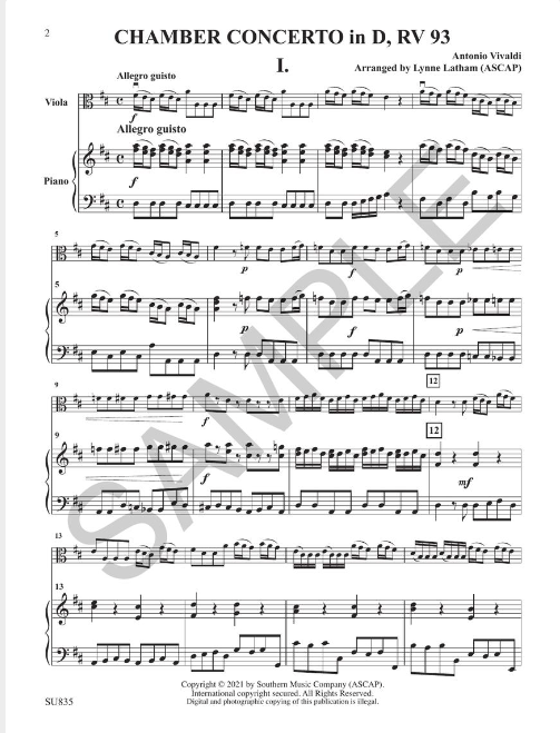 Vivaldi (Latham): Chamber Concerto for Viola and Piano (viola) SM