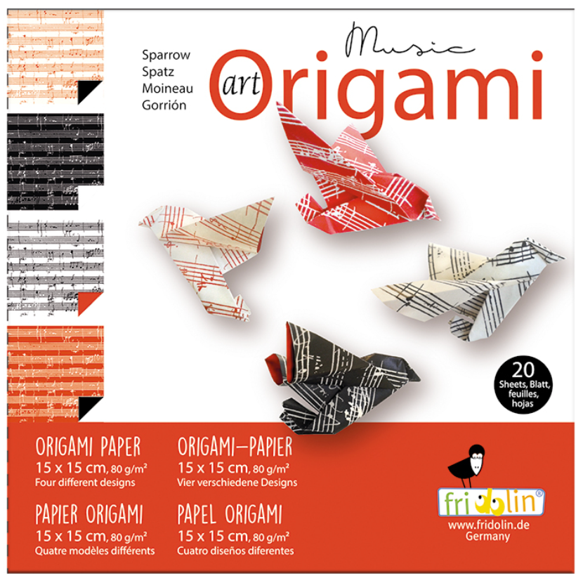Music note origami: 15 x 15 cm - 4 designs and 20 sheets