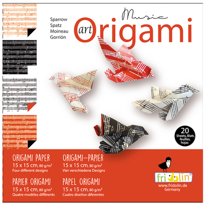 Music note origami: 15 x 15 cm - 4 designs and 20 sheets