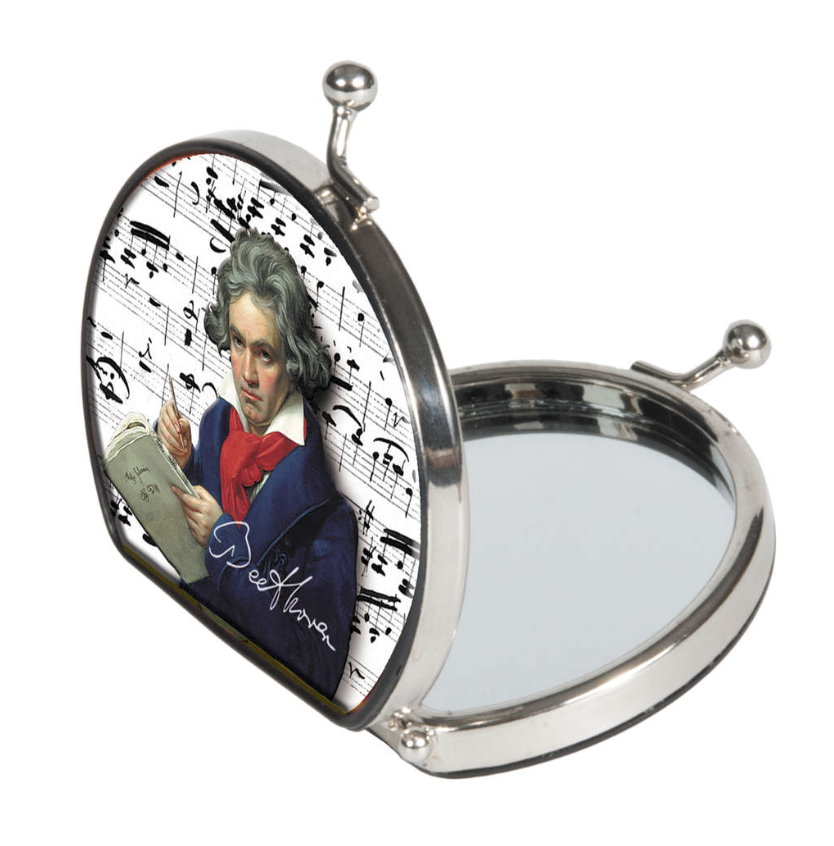 Pocket mirror assorted design; Mozart, Beethoven