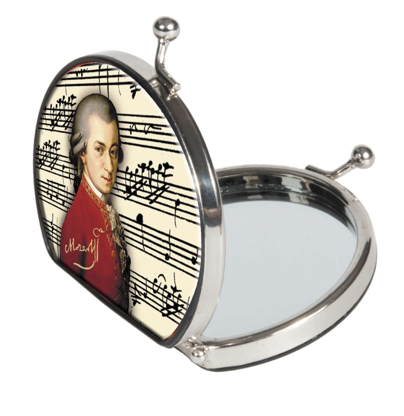 Pocket mirror assorted design; Mozart, Beethoven