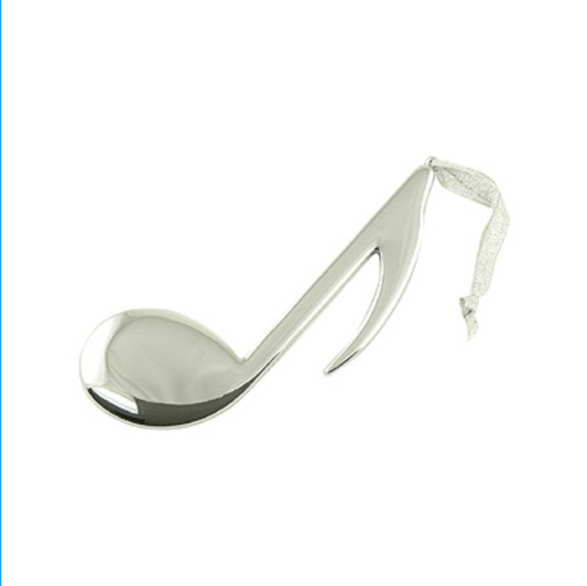 8th Note Ornament - Silver-plated, 5"