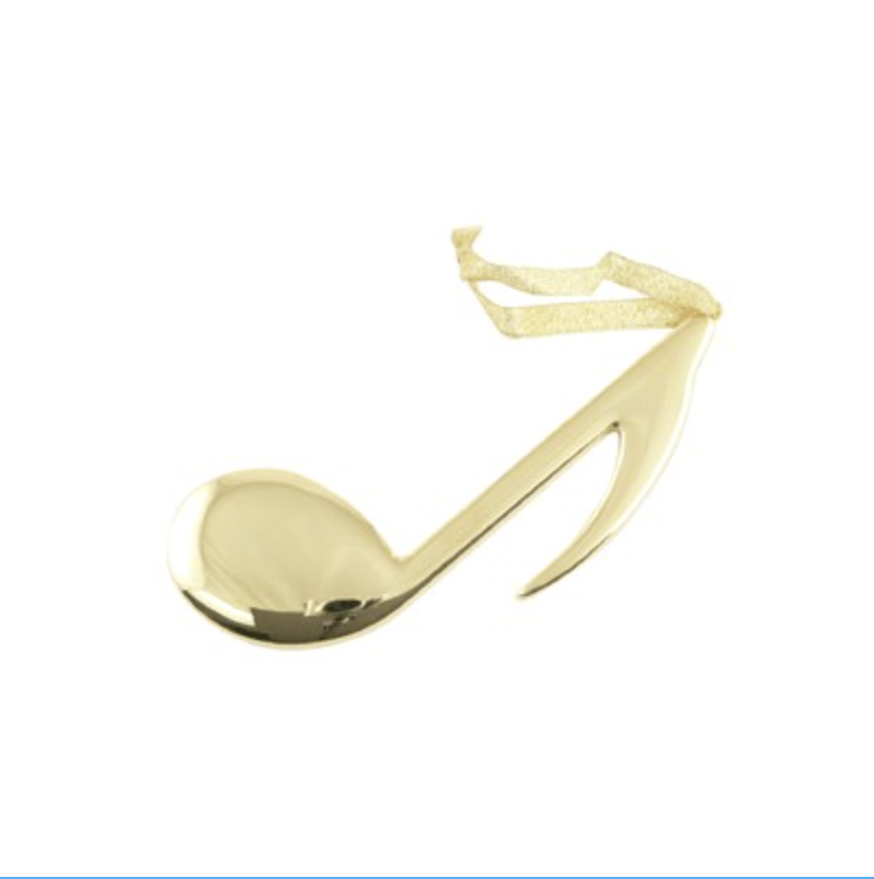 8th Note Ornament - Gold-plated, 5"