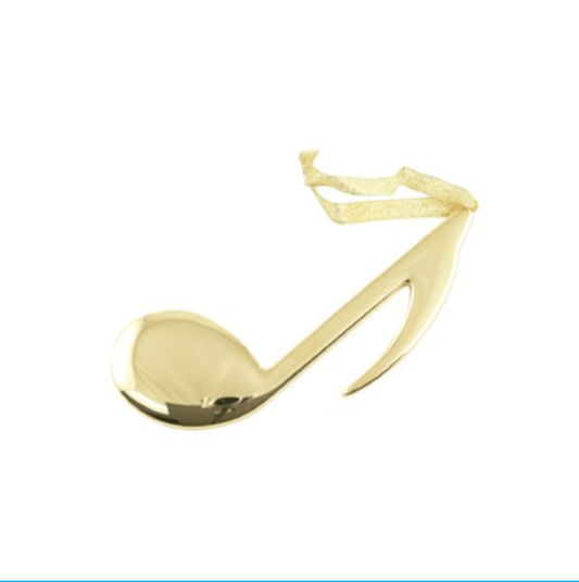 8th Note Ornament - Gold-plated, 5"