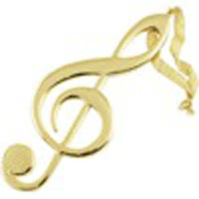 G-Clef (treble-clef) Ornament - Gold plated, 5"