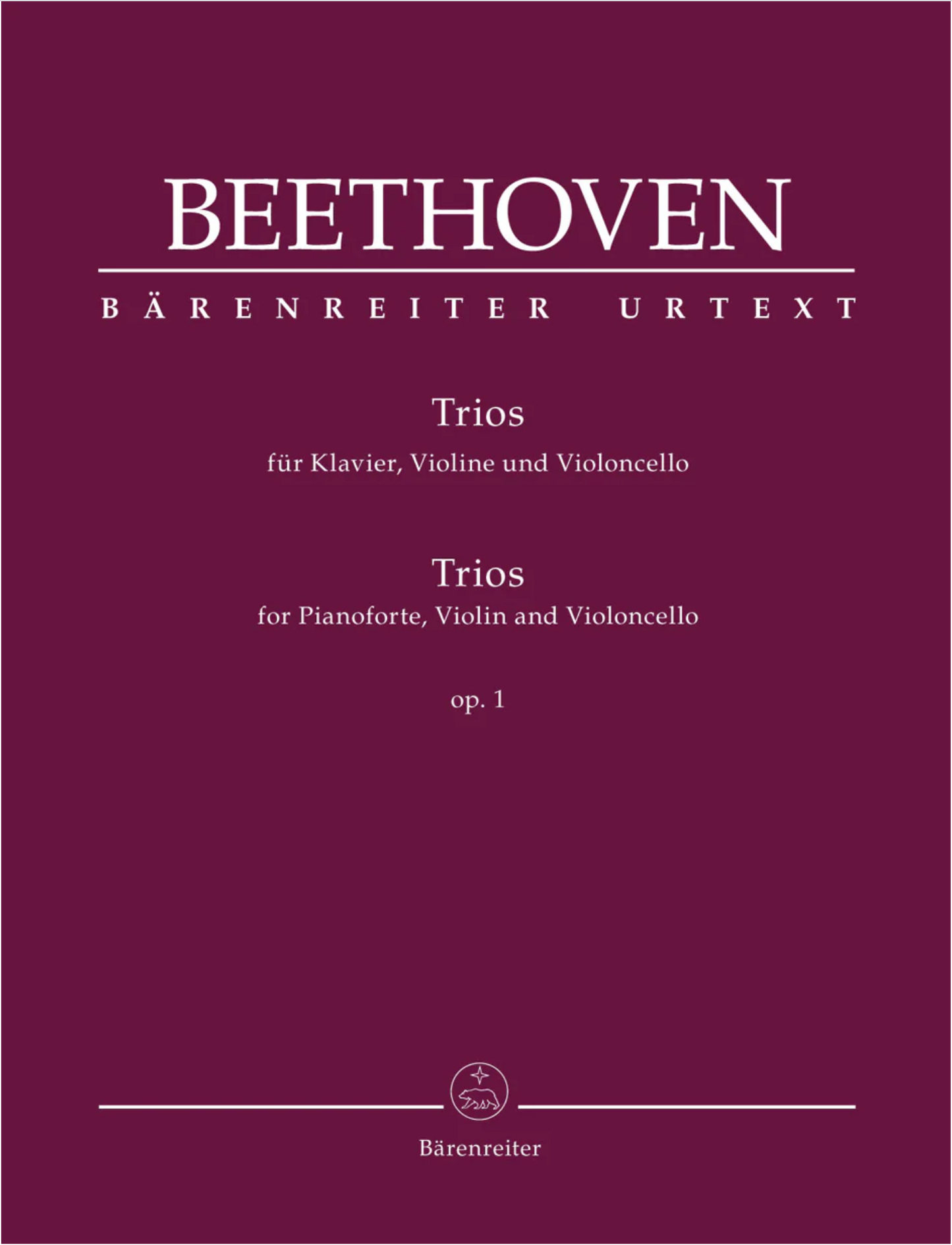 Beethoven (Del Mar): 3 Piano Trios, Op. 1 (violin, cello, piano) BARENREITER