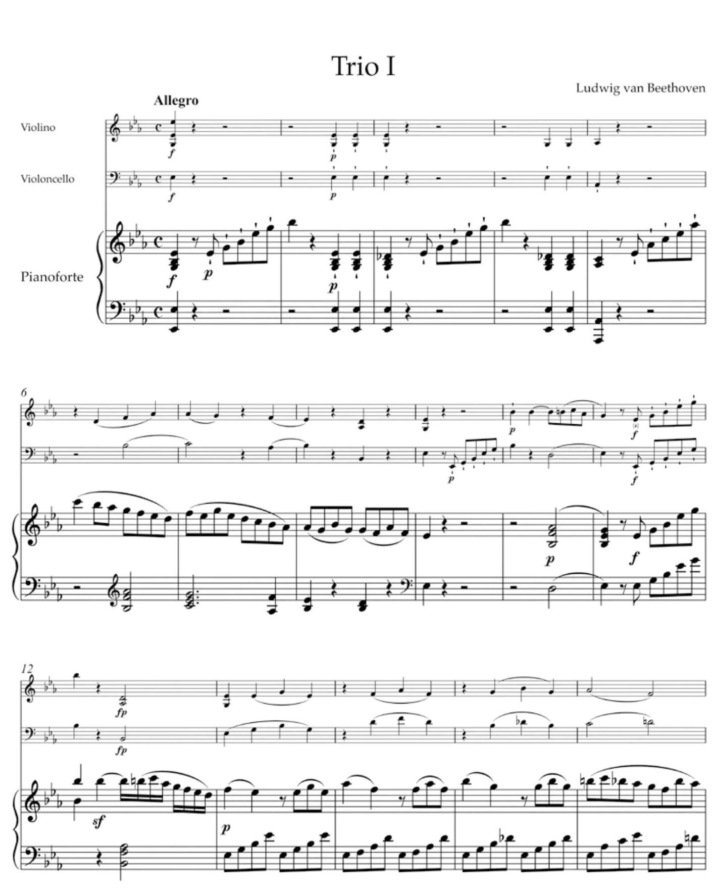 Beethoven (Del Mar): 3 Piano Trios, Op. 1 (violin, cello, piano) BARENREITER