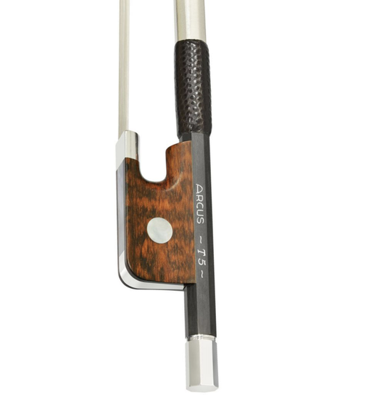 ARCUS T5 carbon fiber round viola bow, silver-mounte, snakewood frog, round