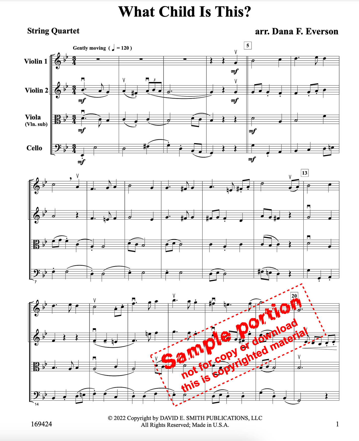 Everson: What Child is This? (string quartet) DAVID E | Metzler Violins