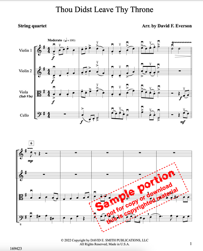Everson: Thou Didst Leave Thy Throne (string quartet) DAVID E | Metzler Violins