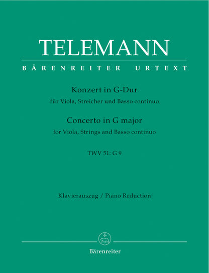 Telemann, G.P. (Hirschmann): Concerto in G Major (viola & piano) Barenreiter