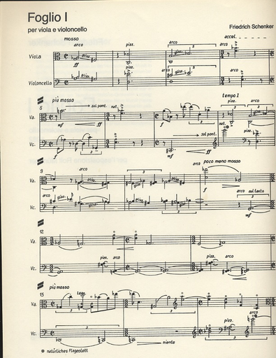 Schenker, Friedrich: Foglio 1 (viola & cello)