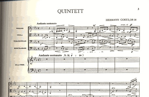 Goetz, H.: Quintet in c minor Op.16 (violin, viola, cello, piano, bass)