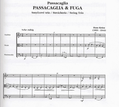 Krasa, Hans: Passacaglia & Fugue (violin, Viola, Cello) score & parts
