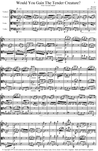 Handel, G.F. (Martelli): Would You Gain the Tender Creature (string quartet)