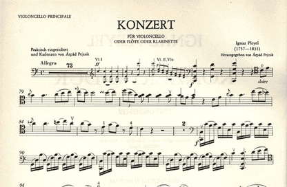 Pleyel: Cello Concerto in C (cello & piano)