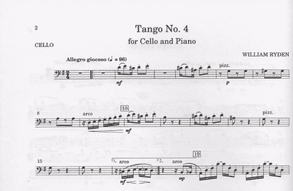 Ryden, William: Three Tangos for Cello & Piano