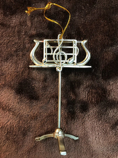 Music Stand Ornament - Gold plated, 4"