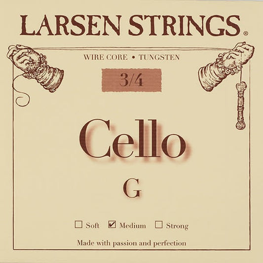 Larsen cello G string, steel, medium, fractional sizes,