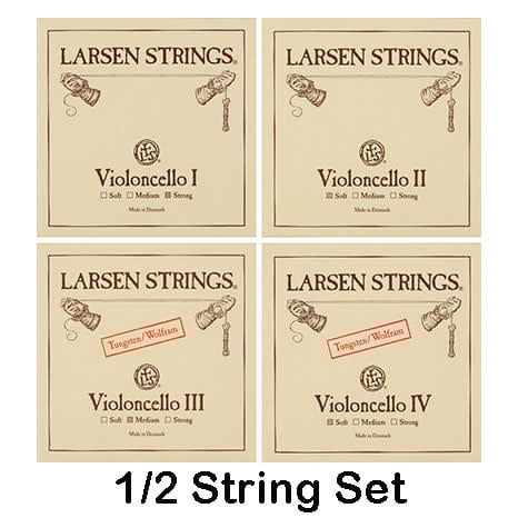 Larsen cello string set, medium, fractional sizes,