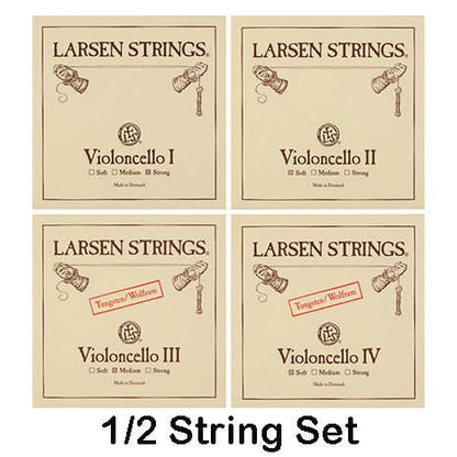 Larsen cello string set, medium, fractional sizes,